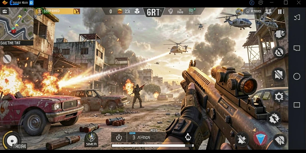 Gameplay seru dalam 6RT yang menunjukkan aksi pertempuran TPS.