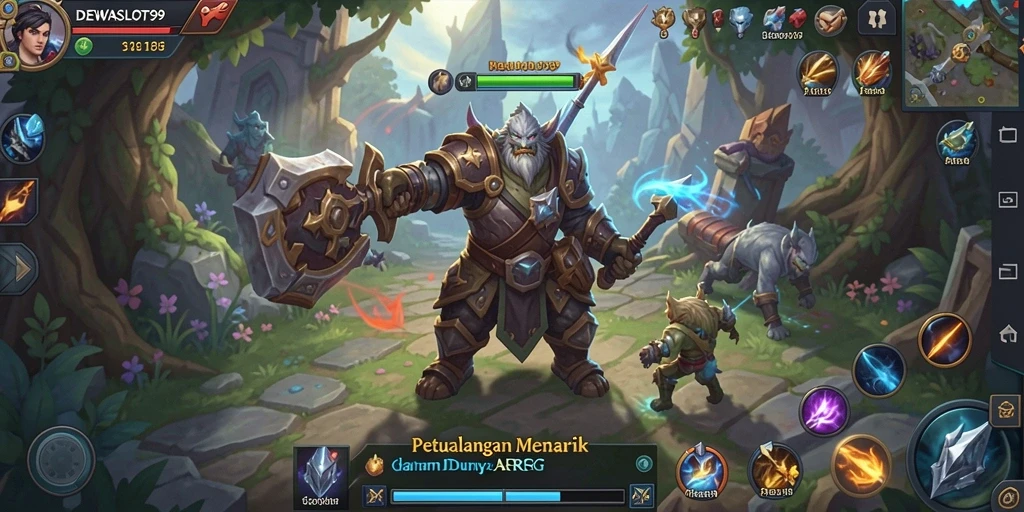 Tampilan gameplay seru di DEWASLOT99, menampilkan pertarungan epik ARPG.