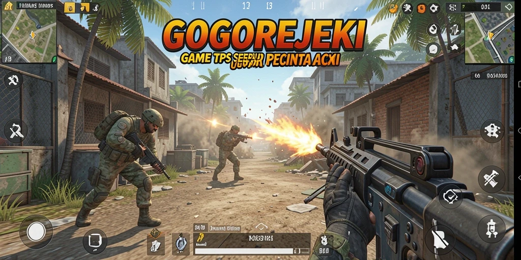 Screenshot GOGOREJEKI menampilkan aksi intens dalam permainan TPS.