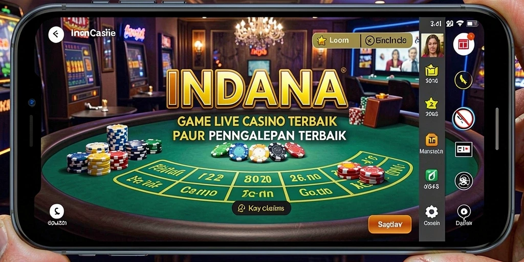 Screenshot gameplay Live Casino INDAAA menampilkan dealer langsung dan pemain aktif.