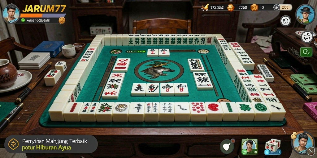 Tampilan menarik dari gameplay Mahjong di JARUM77.