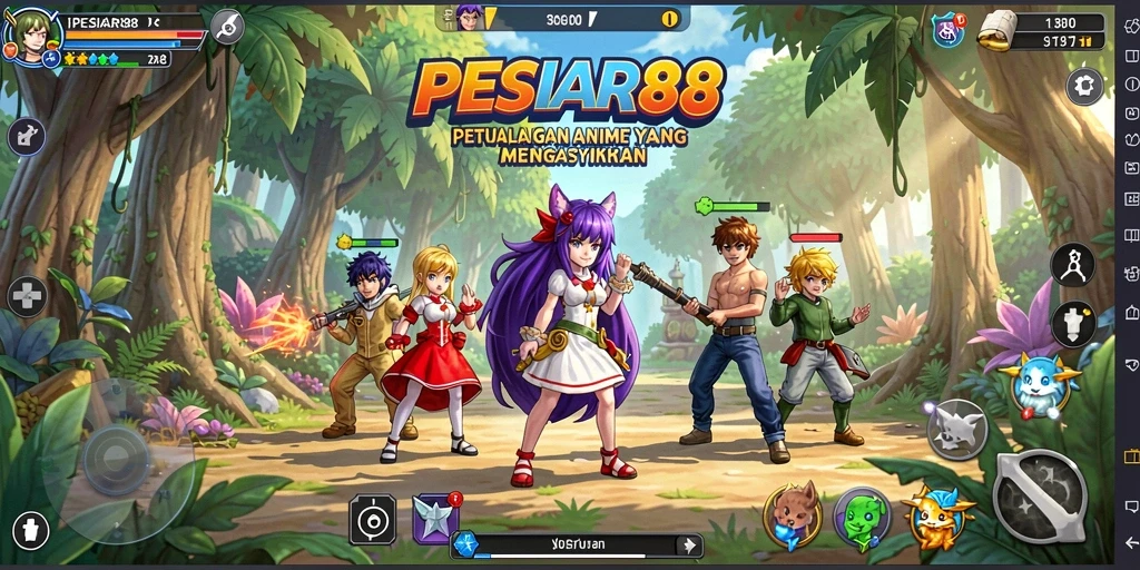 Tampilan gameplay PESIAR88 menampilkan karakter anime yang dinamis dan aksi penuh warna.