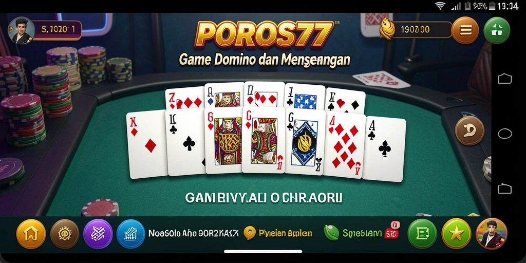 Tangkapan layar utama POROS77 menampilkan gameplay domino yang seru dan menantang.