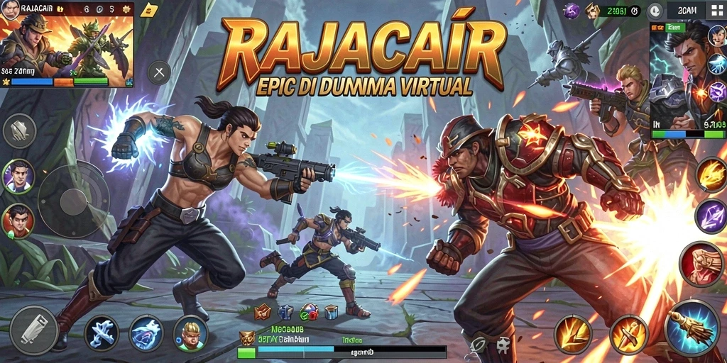 Tampilan gameplay pertarungan seru dalam RAJACAIR.