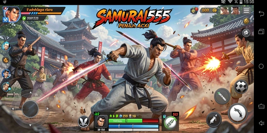 Screenshot menunjukkan aksi seru dalam game olahraga SAMURAI555.