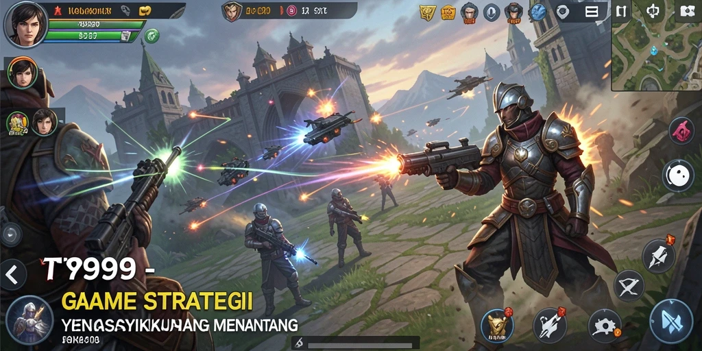 Tangkapan layar T9999 yang menunjukkan pertempuran strategis yang intens.