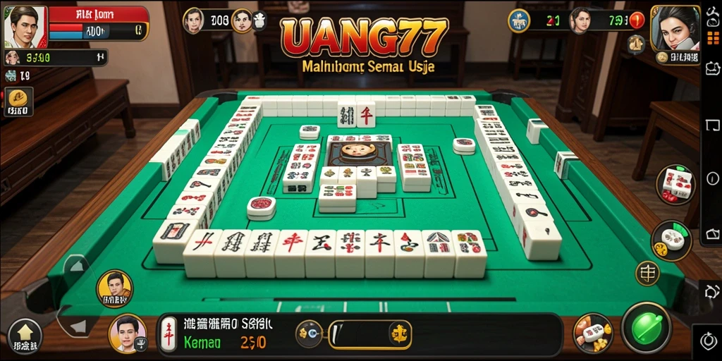 Tampilan gameplay Mahjong yang menyenangkan dan interaktif di UANG77.